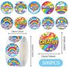 500 Rainbow English Reward Stickers Roll - DIY Journaling, Kids' Stationery, Decorative Sealing Stickers