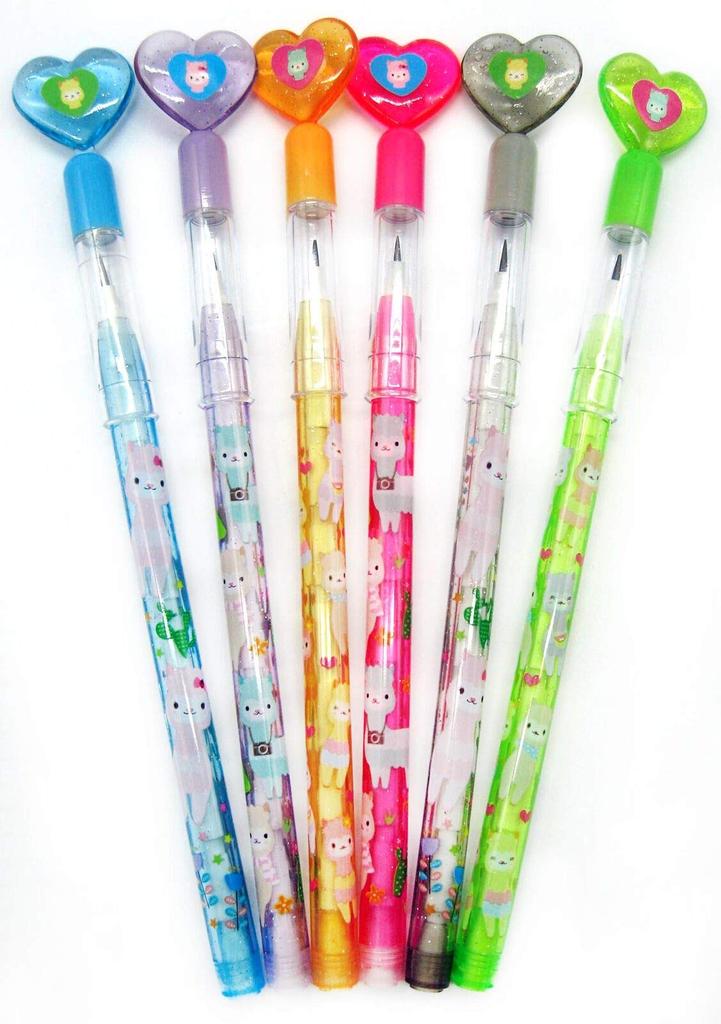 Tiny Mills Alpaka Stapelbarer Druckbleistift-Set mit Perfekt für Geburtstag Karneval Gemischt Klassenzimmer und Piñata Füller Bleistifte pro 24-teiliges Multi-Punkt