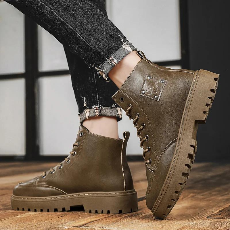 Gothic Men's Boots for Winter Mens Shoes On Offer With Free Shipping Shose Man Safety Boots Military Tactical Working Sneakers