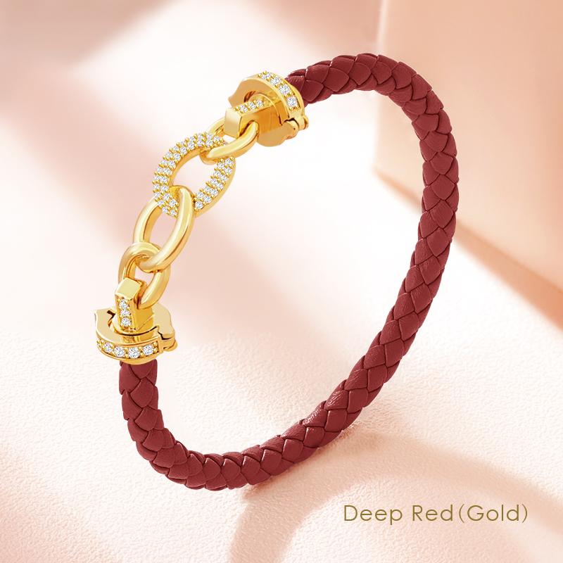 

MOONLIGHT Новый роскошный женский циркониевый круглый браслет из натуральной плетеной кожи для женщин, модные аксессуары, 8 цветов 16cm