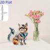 2D Flat Crystal Cat Acrylic Desktop Ornament -perfect Gift for Valentine's Day, New Year's, and Easter. Ideal for Home, Office, and Bedroom Decor