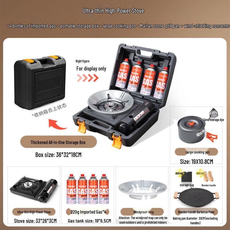 Portable Outdoor Windproof Cassette Stove Set