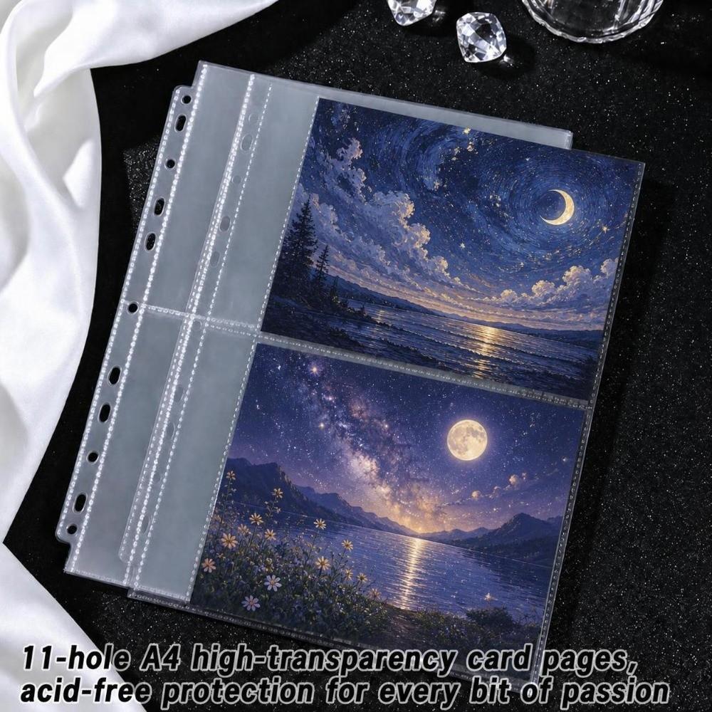 10pcs Single Side Binder Card Sleeves Pages 11 Holes Card Storage Sheets  4/6/7 Inch Postcards