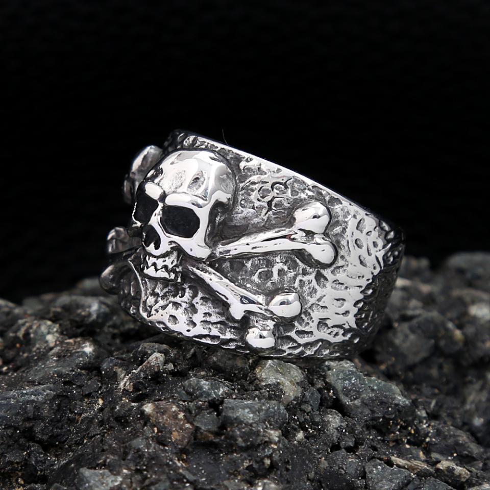 Punk Vintage Stainless Steel Pirate Skull Ring For Men Biker Hip Hop Jewelry Gift High Quality Fashion Accessories