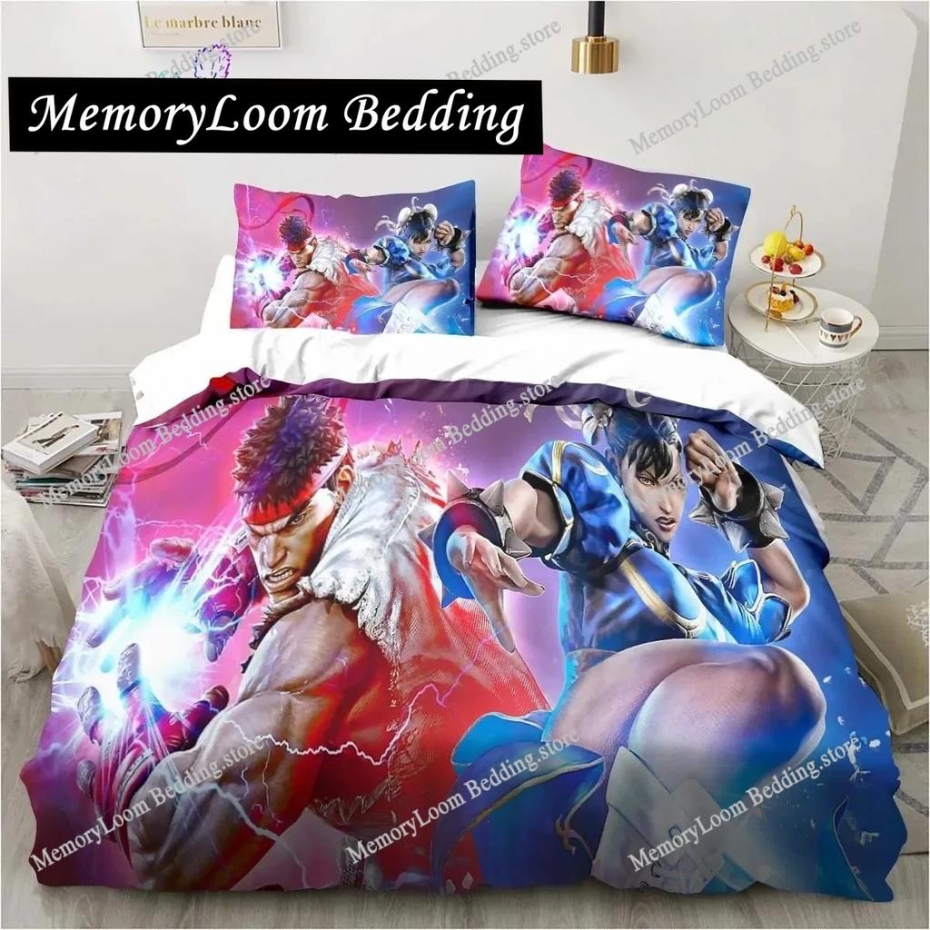 3D Printing Trendy Soft Street Fighter Game Bedding Set Duvet Cover Pillowcase Comforter King/Queen Size Boys Adult Bed Set