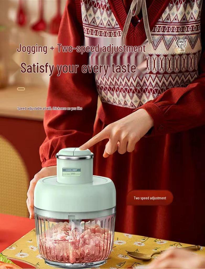 Fleischwolf mit zwei Kammern, Geschmacksneutral, Dickes Glas, Multifunktionaler Lebensmittelverarbeiter für Fleisch und Gemüse.