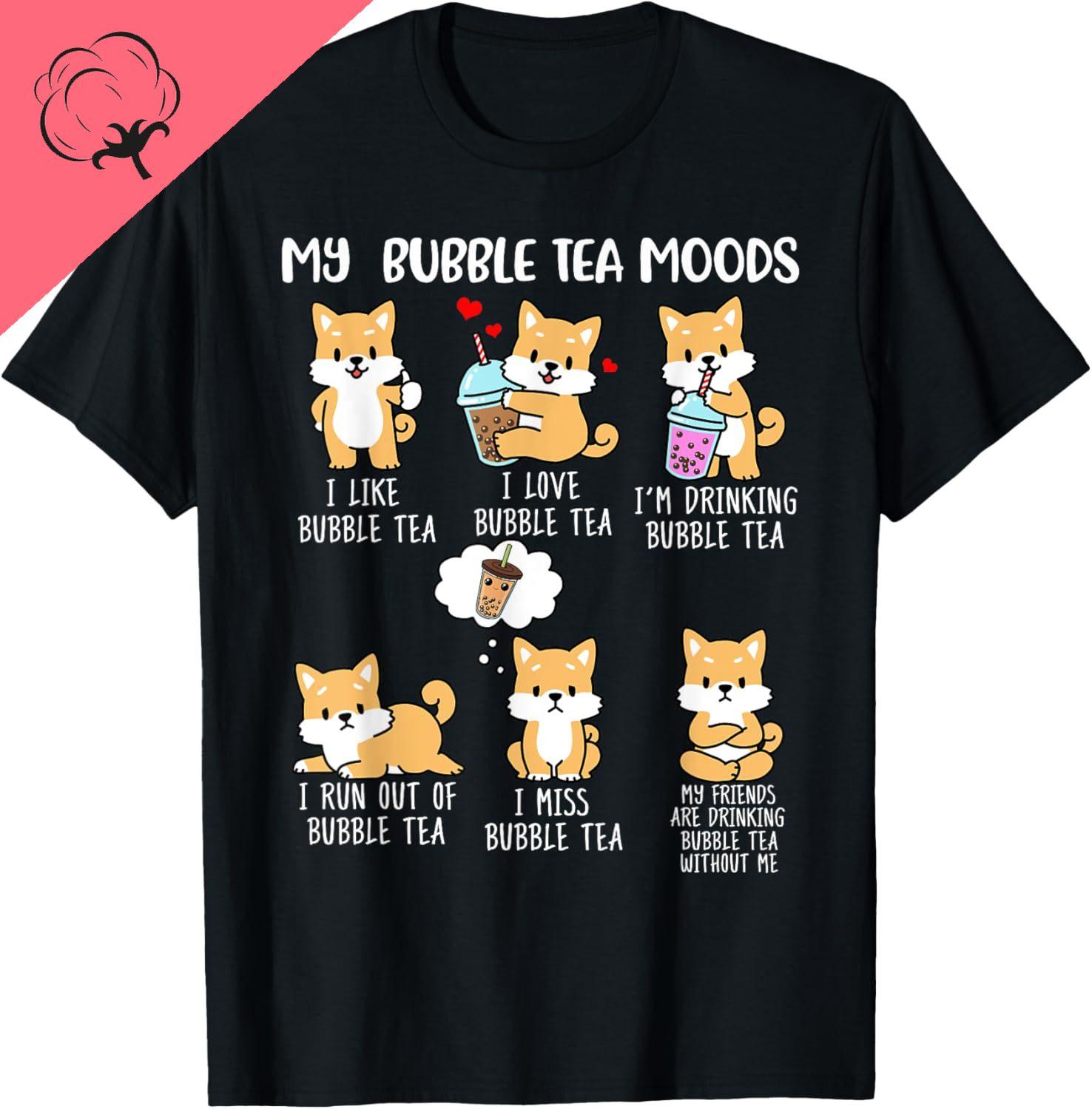 

Shiba Inu Bubble Tea Shirt Women Boba Tea Dog Bubble Tea TShirt Funny T Shirts Graphic T Shirts Men Clothing Tops Harajuku S