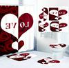 Valentinstag Herzförmiges Badezimmer-Vierteiliges Set - Avantgardistischer Wasserdichter Duschvorhang, schafft ein komplettes Badezimmer-Set