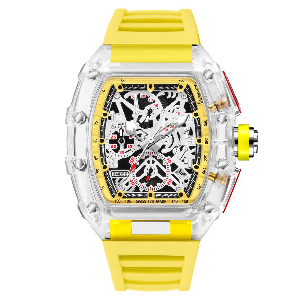 Przezroczysty zegarek niemachaniczny w kształcie tonneau