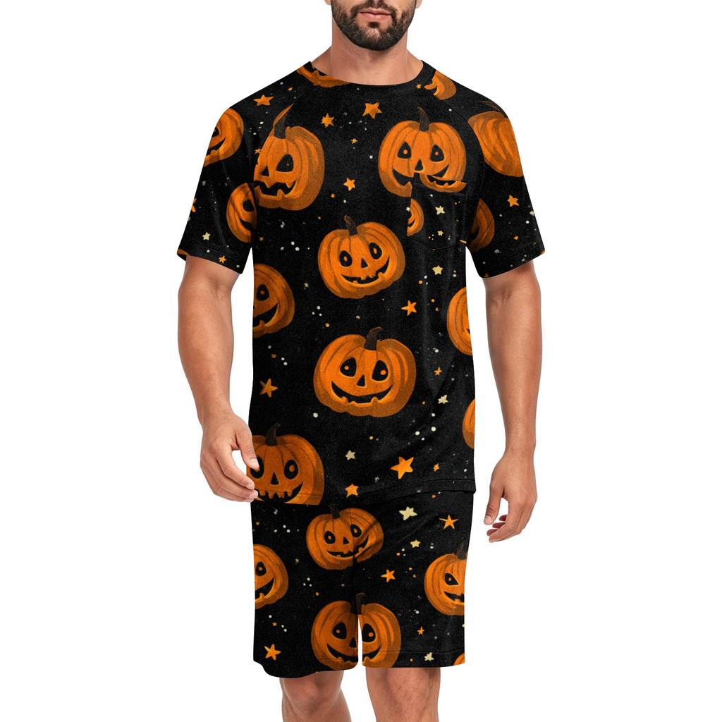 Men's Halloween Loungewear Pajama Set, Comfortable Sleepwear for Holiday Relaxation