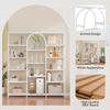 160 x 30 x 180 cm Shelf in Modern, Minimalist Style, Made of Steel Tubes and MDF, Multiple Storage Compartments, Rectangular + Arch Design, White