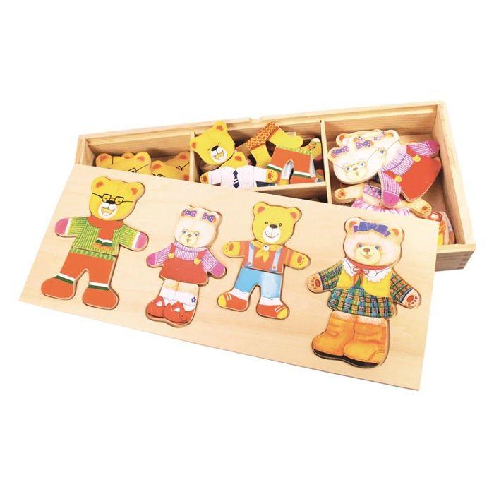 Puzzle d'encastrement - Bigjigs Toys - Famille ours à habiller - 72 pièces - 3 ans - Intérieur