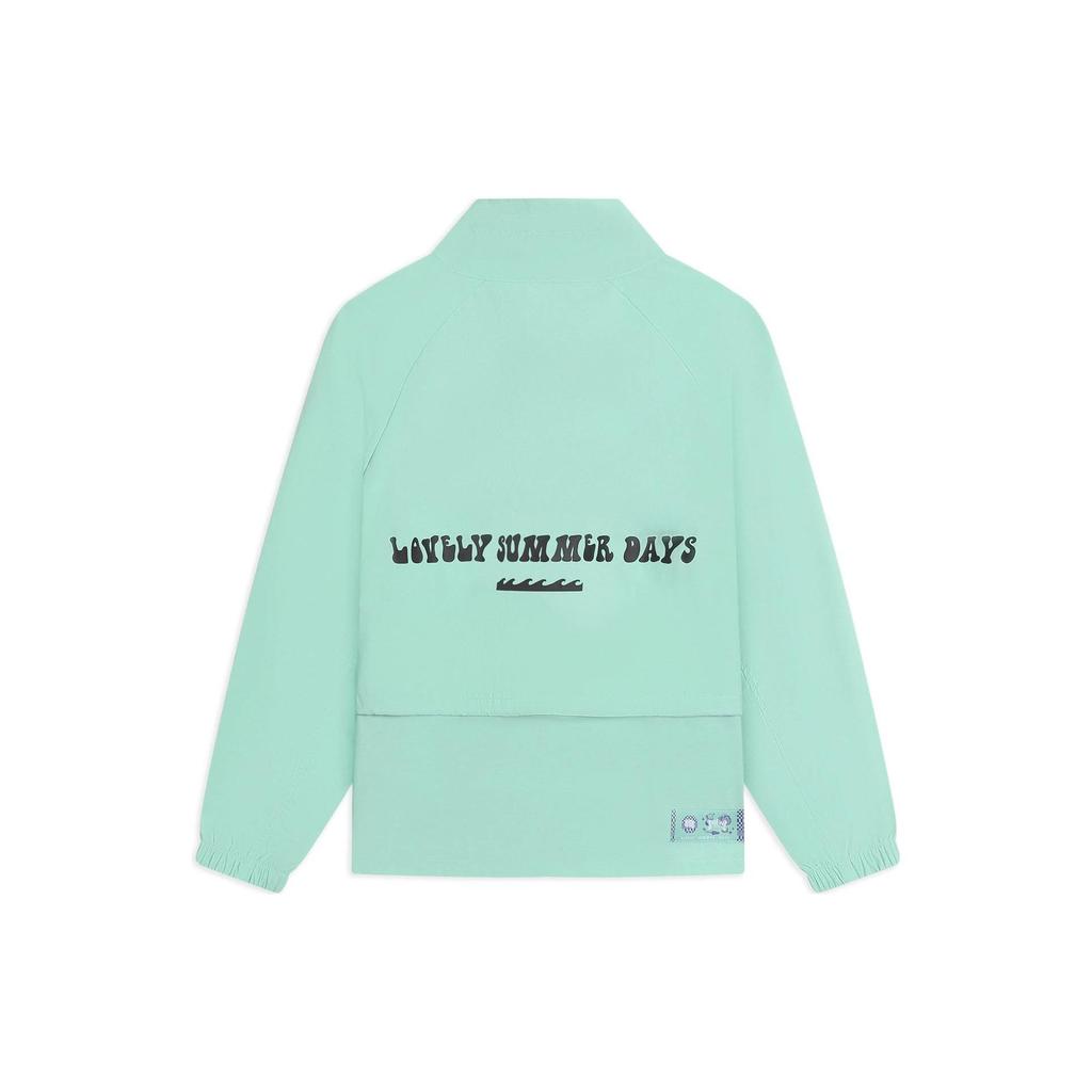 Li Ning Anti-Five Series Letter Pattern Printed Multi-Pocket Zipper Stand Collar Jacket Women jackets Ice-Green AFDS574-3