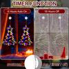 Christmas Tree Lights Battery Powered Metal Framed Hanging Christmas Window Fairy Light Decorations with Timer for Xmas New Year