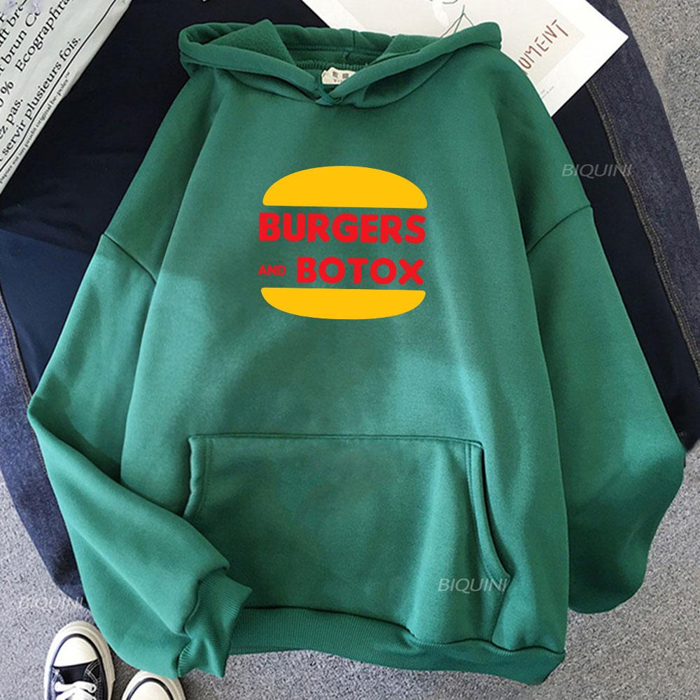 Selling Sunset Burgers and Botox Hoodies Funny Cartoon Graphic Sweatshirts Pocket Ropa Hombre Streetwear Winter Hooded