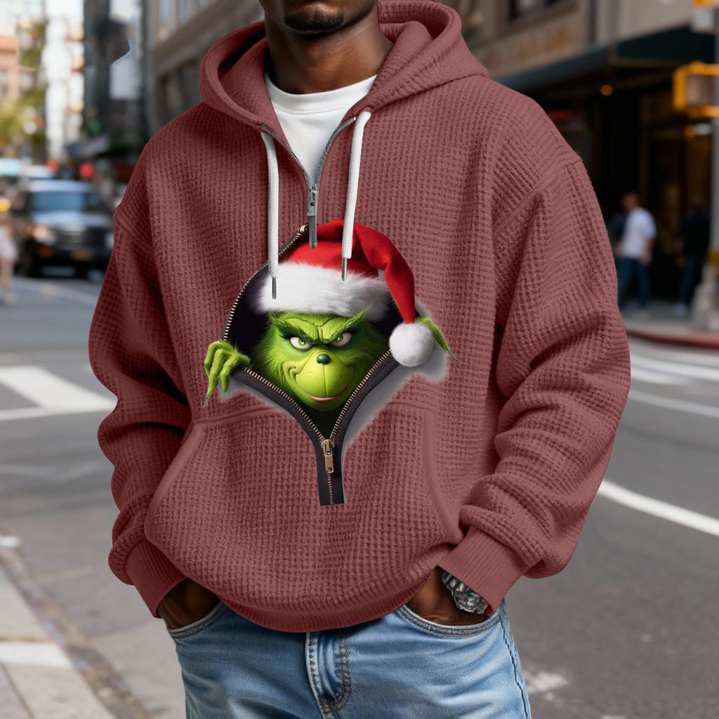 Mokaloha Men's Casual Solid Color  Zipper Long Sleeve Hooded Sweatshirt, Everyday Zipper Casual Long Sleeve T-Shirt