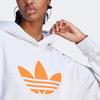 Adidas Originals Pearl Trefoil Boyfriend Hoodie Logo Print Loose Long Sleeve Hooded Sweatshirt Women Hoodies Gray II5602