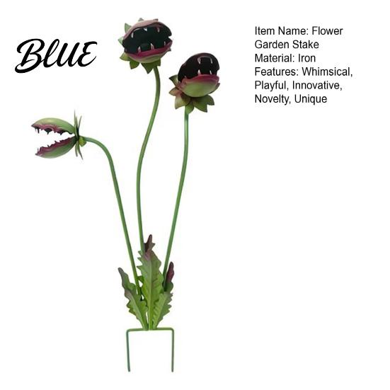 Rustproof Garden Stake Metal Carnivorous Plant 25-Inch Large Venus Flytrap Eye-catching Yard Art Flower Sculpture for Outdoor