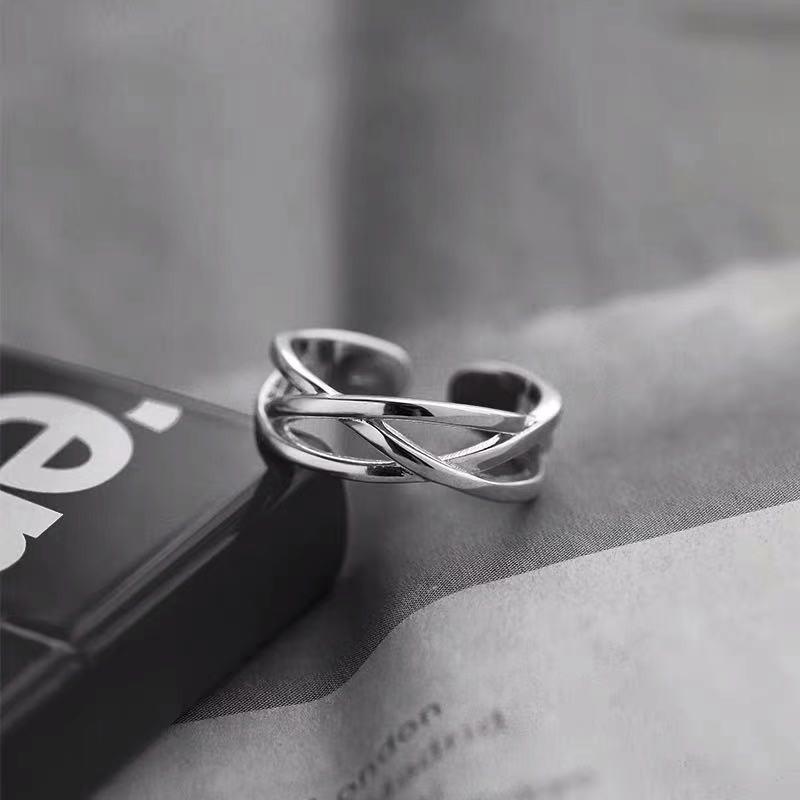 Adjustable Open Ring Set Couples Geometric Asymmetrical Design Plated Vintage Style Romantic Gift Him Her