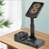 15W Wireless Charging Bluetooth Speaker with Mobile Phone Holder - Folding Desktop Stand for Live Broadcasts