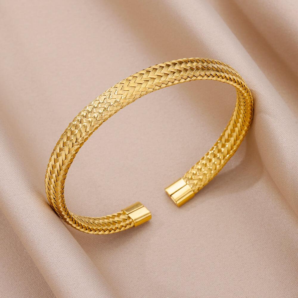 316L Stainless Steel Bangles For Women Vintage Punk Open Wide Bangle Bracelets Exquisite Wedding Jewelry Gift