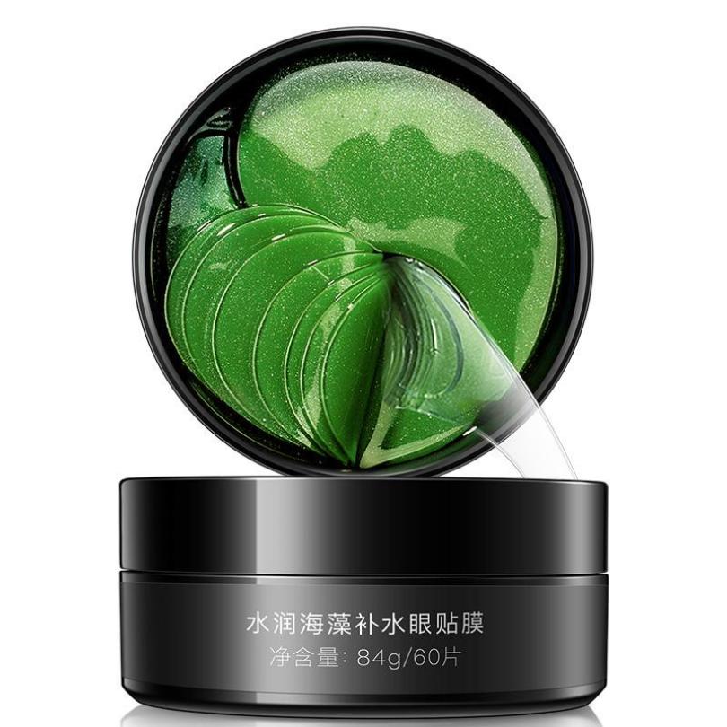 Feuchtigkeitsspendende grüne Augenmaske mit Meeresalgen, entfernt Augenringe, straffende Augenklappen, 60 Stück
