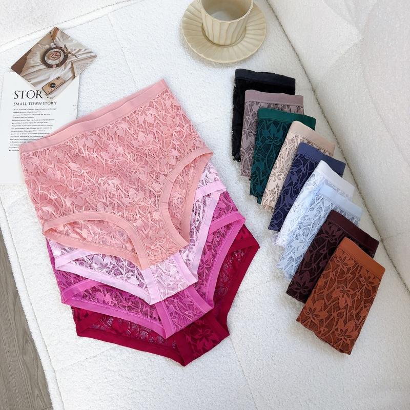 FINETOO 1Pc Summer Sexy Ultra-thin Lace Perspective Panties Women High Waist Lace Floral Underwear Female Breathable Intimates Lingerie