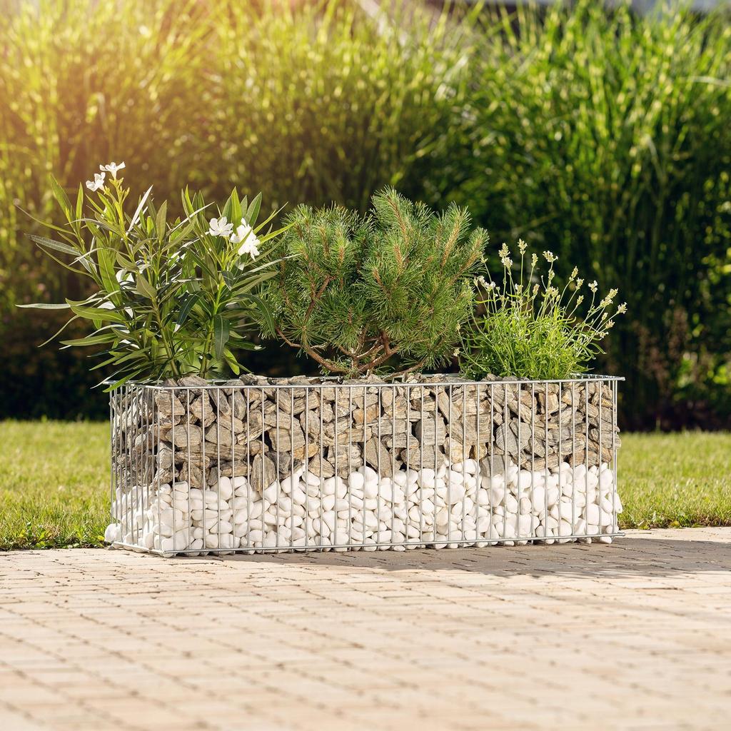 KADAX Gabionový květináč, gabionový kryt z oceli, pro květiny, kamenná zahrada, venkovní