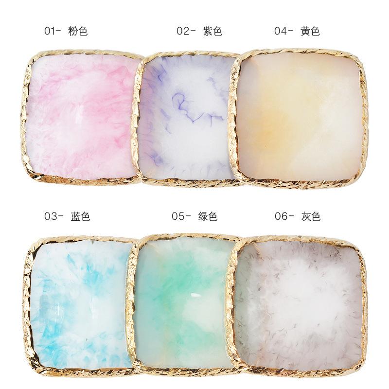 1Pc Exclusive Nail Resin Palette Gold Edge Agate Flakes Nail Painting Color Palette Nail Display Board Tools