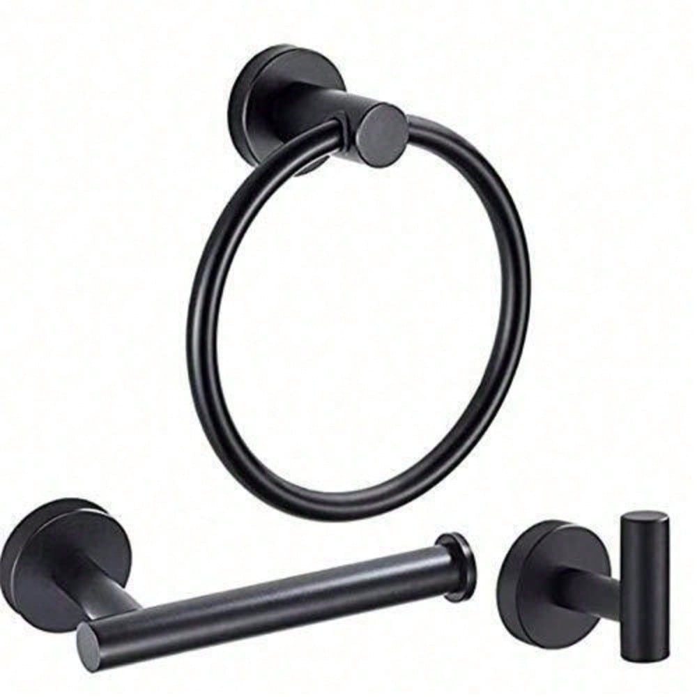 3 Pieces Bathroom Accessories Set Towel Holder Ring Toilet Paper Holder And Robe Hook Set SUS 304 Stainless Steel