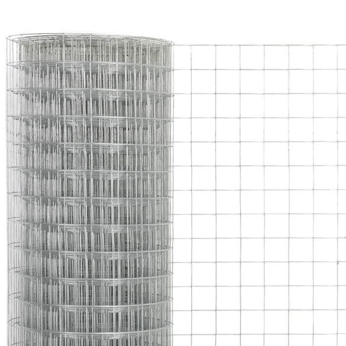 VidaXL Metal Mesh Steel 10x1.5 M Square Silver Trellis Garden Fence 143615