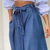 Women Pants Solid Color Oversized Long Tight Waist Wide Leg Lady Pants