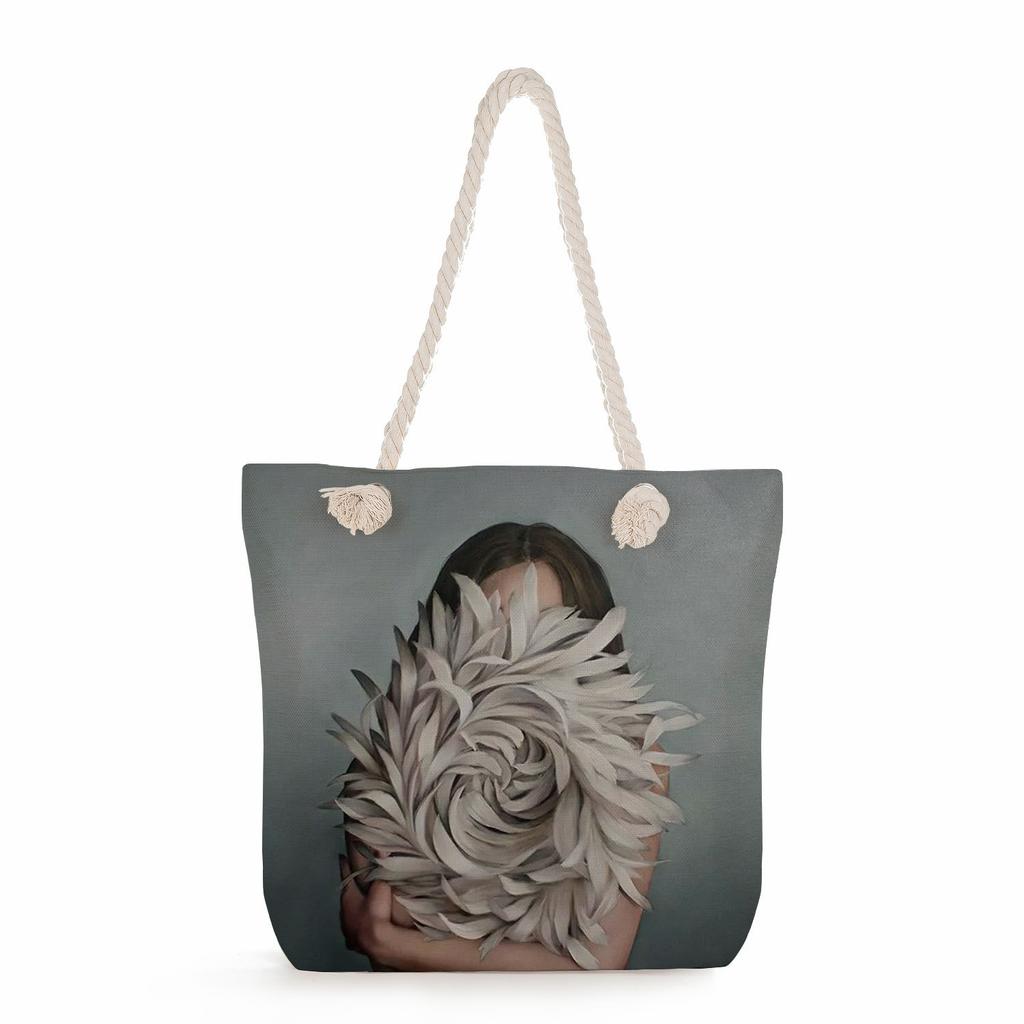 Flower Woman Print Thick Rope Single-shoulder Beach Bag 7213