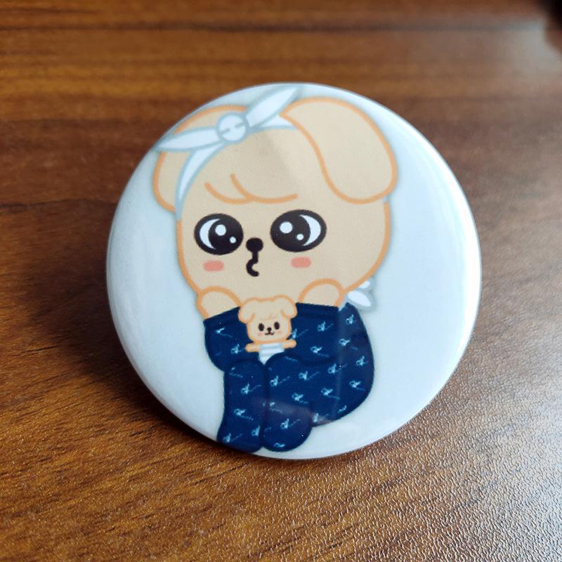 Stray Kids SKZOO Cartoon Character Pocket Mirror Keychain Portable Cute Mini Cosmetic Makeup Mirror Bag Charm Kpop Fan Merchandise Gift