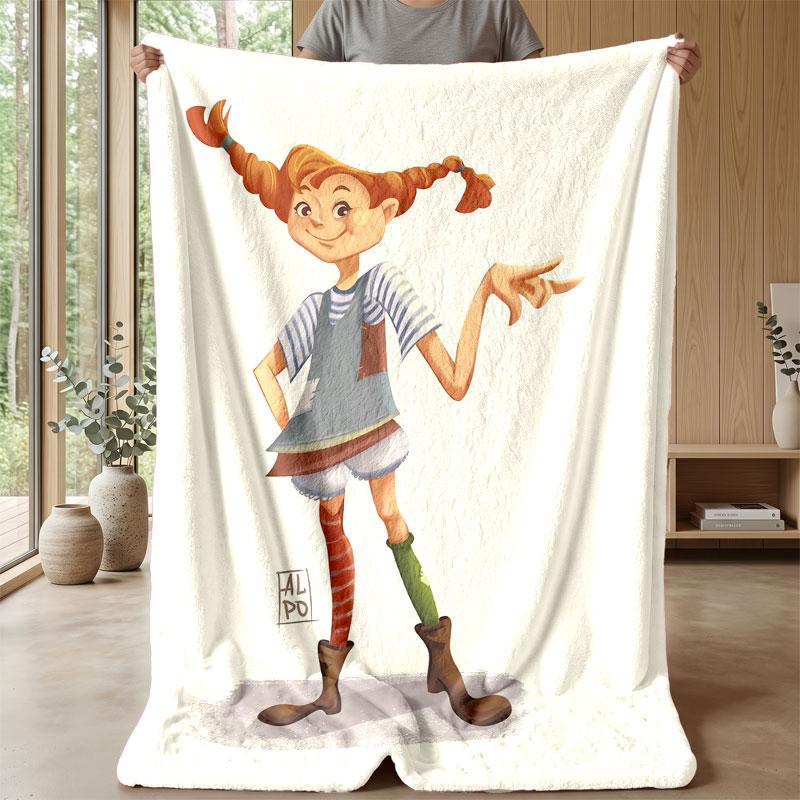 Coperta Morbida in Flanella Leggera Accogliente Camera da Letto Soggiorno CopertaPippi Calzelunghe