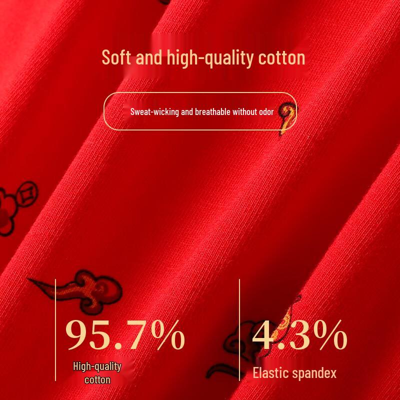 LANGSHA Men's Red Antibacterial Cotton Boxer Briefs (3-Pack)