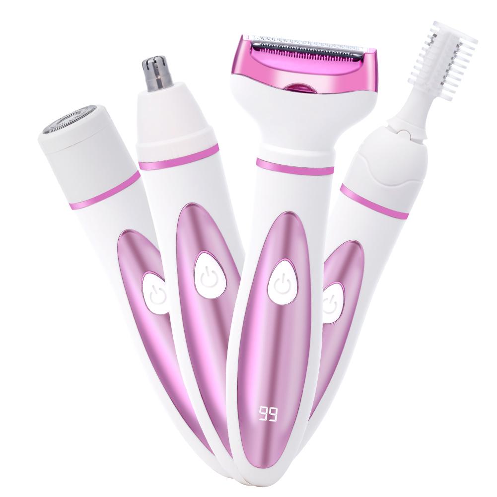 4-in-1 Lady Grooming Shaver Set - Waterproof Multi-Function Hair Remover with USB Fast Charging