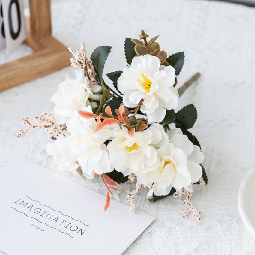 

1PC Artificial Flowers Wedding Silk Cherry Vase Home Decor Valentine s Day Living Room Accessories Diy Festival Wreath Scrapbook 1pc