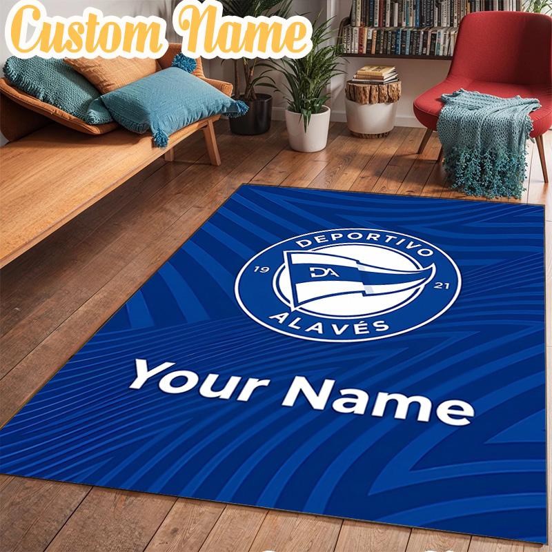 Custom Name Deportivo Alaves Crest Rug Office Rug Chair Mat Non Slip Carpet Rugs for Bedrooms Dining Room Living Room Home Decor gifts
