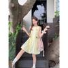 French yellow sleeveless bud dress children's summer new small temperament vest a word short skirt