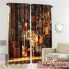 2pcs   2D FLAT PRINTING Curtains (Without Rod) Music Haven Chic Curtain Cloth Durable Polyester Curtains Decorations Inside