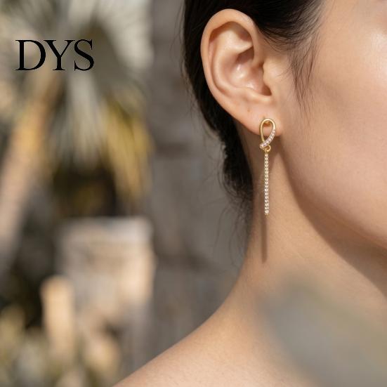 Minimalist Trendy Ear Drops 1 Pair Sparkly Women Earrings, Geometric Cubic Zirconia Dangle Comfortable Daily Wear Jewelry Gold Plated Rhinestone Drop