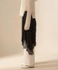 Nomer Asymmetrical Lace Slit Skirt Black