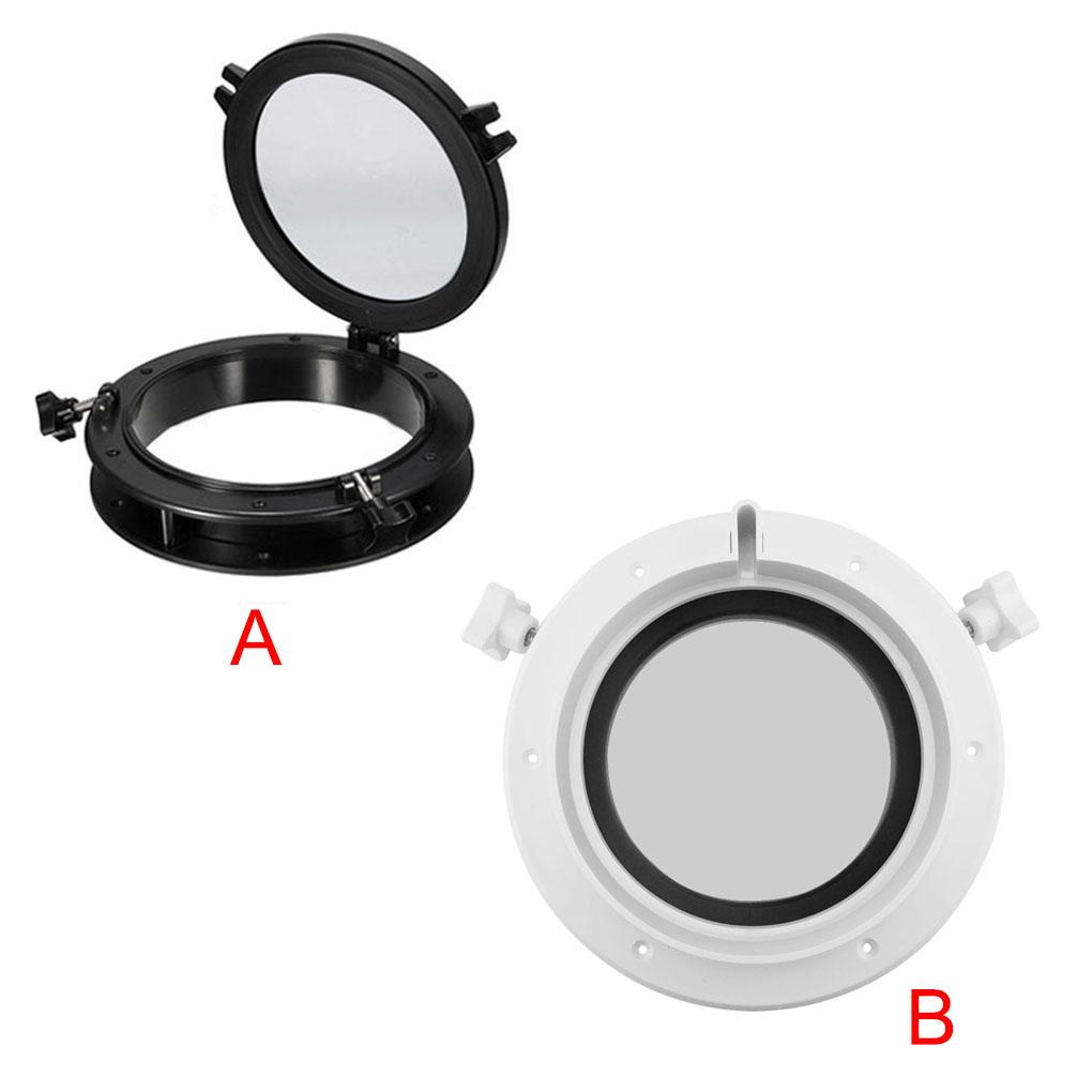 ABS Round Boat Porthole Fishing Boats Kayak Port Hole Anti-Rust 4mm Tempered Glass Waterproof Pre-drilled Opening Portlight