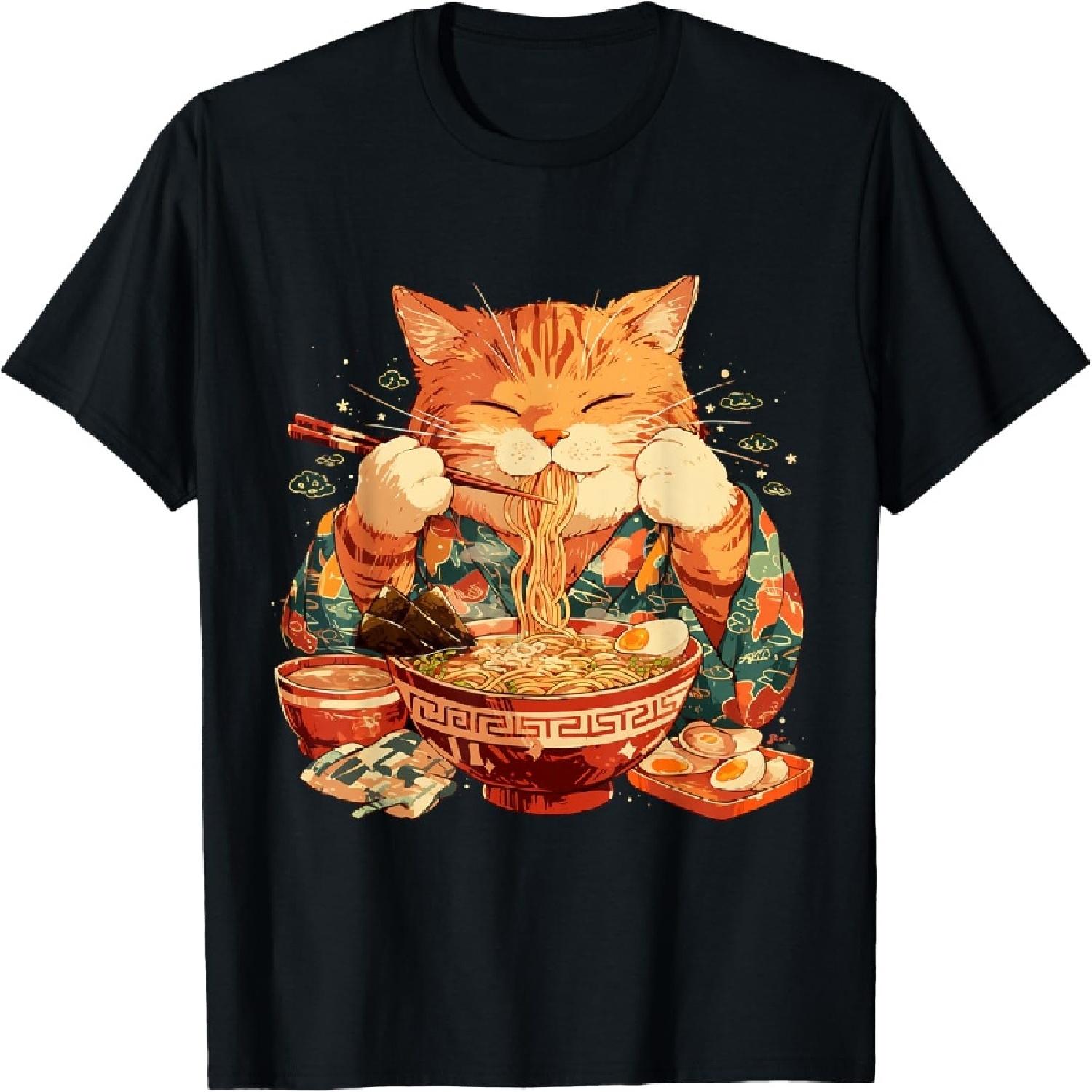 

Japanese Art Ramen Cat Ninja Ukiyo-e Anime Style Samurai Cat T-Shirt(1) XXXXXL різнокольоровий