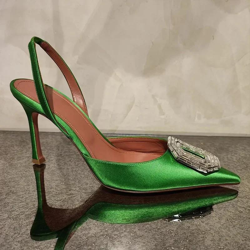 Women High Heels Water Diamond Buckle Toe Sandals New Pointed Thin Heel Hollow Banquet High Heels Platform Sandals Women Shoes