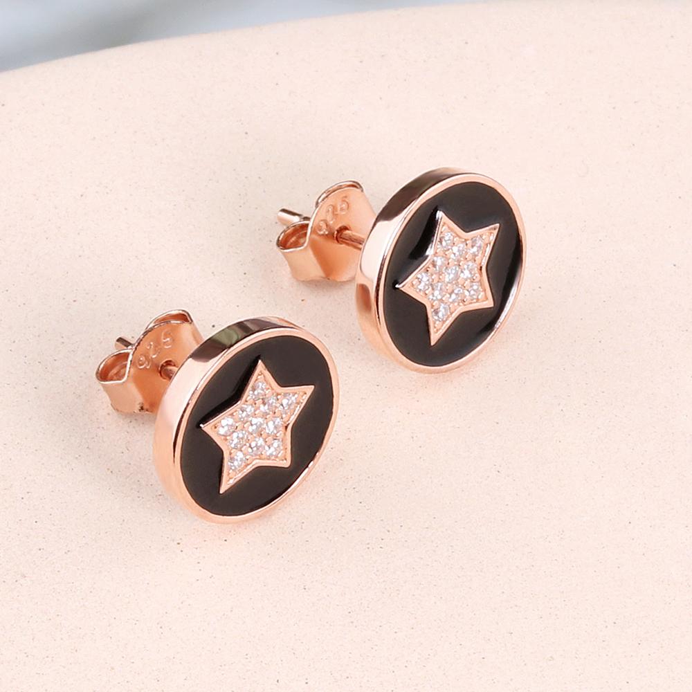 Orecchino a lobo stella in argento sterling 925 smaltato zircone cubico aspetto alla moda gioielli raffinati per ragazze bel regalo