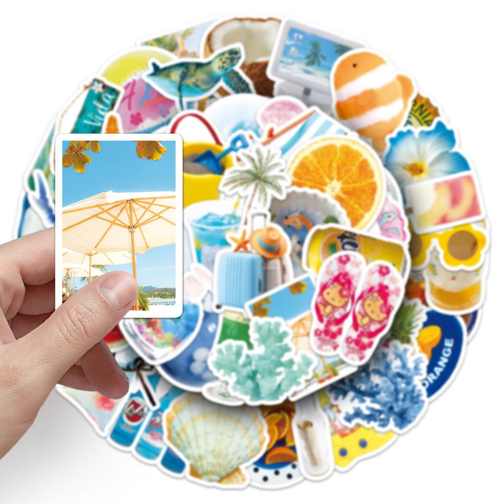50 Beach Ins Style Graffiti Aufkleber Personalisiert Klein und Frisch Sommerdekoration Handyhülle Notizbuchaufkleber