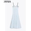 Zaprha 2025 New Holiday Stripes Sleeveless Waist Trimming Spaghetti Straps Casual Midi Skirt Dress 2587070