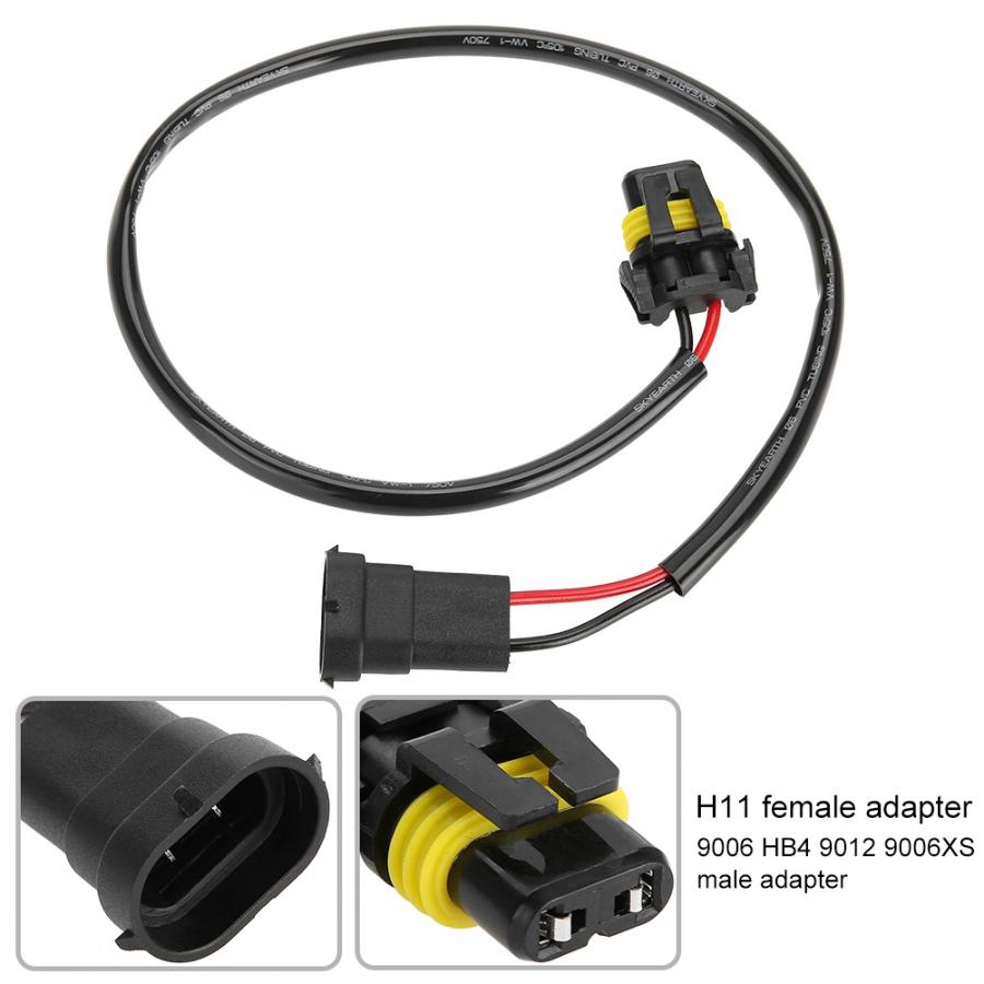 2pcs H11 Female 9006 HB4 9012 9006XS Male Headlight Fog Light Conversion Adapter Connector Cable Sockets Wire Harness